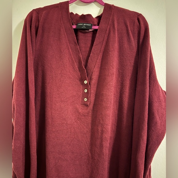 Lane Bryant V-Neck Burgundy Sweater - Picture 5 of 6